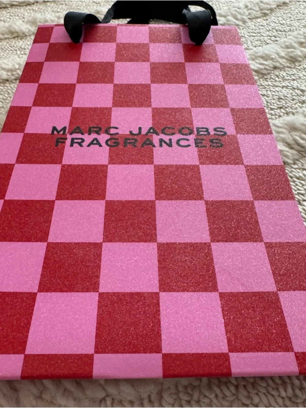 Marc Jacobs Fragrances Gift Bag Pink And Red Checkers Sparkles 9x5x4